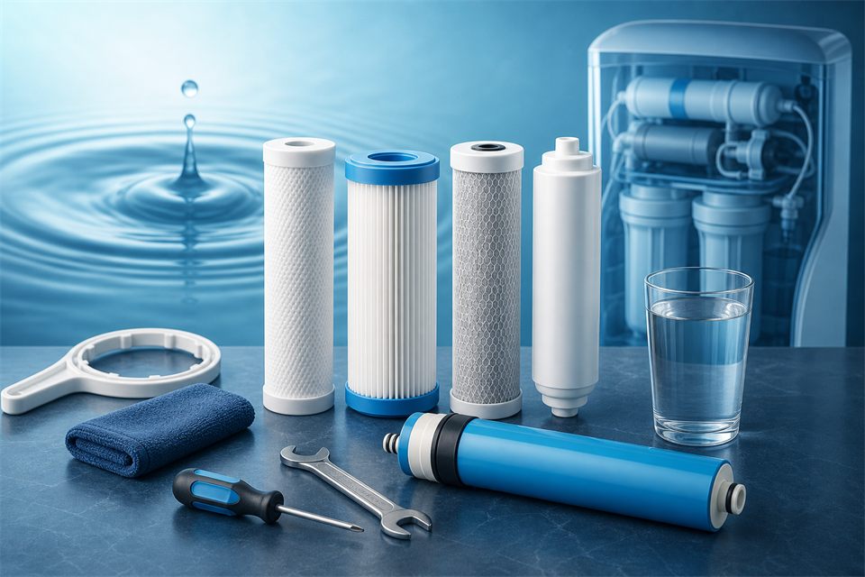 RO filter and membrane maintenance illustration