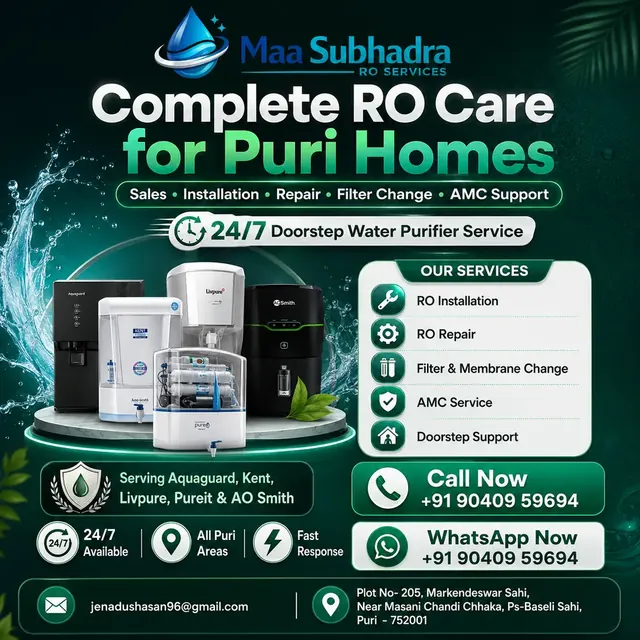 Complete RO care for Puri homes with installation repair filter change and AMC support